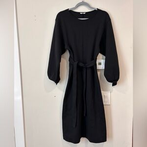 Uniqlo U Lemaire Jersey Belted Long-Sleeve Dress Black - Size Large